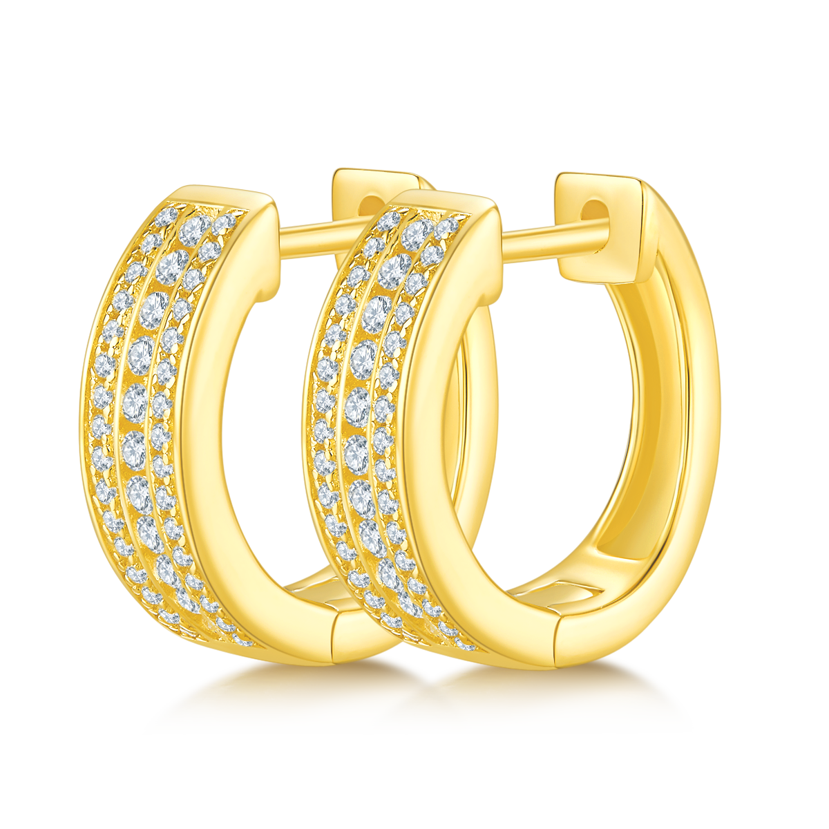 4.1g S925 Sterling Silver 86 Stone Moissanite Hoop Earrings  Chunky Pave Huggie Hoops With GRA Certificate, Platinum Plated Jewelry Gift Box Set For Women
