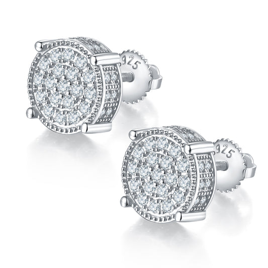 S925 Sterling Silver 86pcs D Color VVS1 Moissanite Round Stud Earrings 10.2mm Screw Back Hypoallergenic GRA Certified Gift Box
