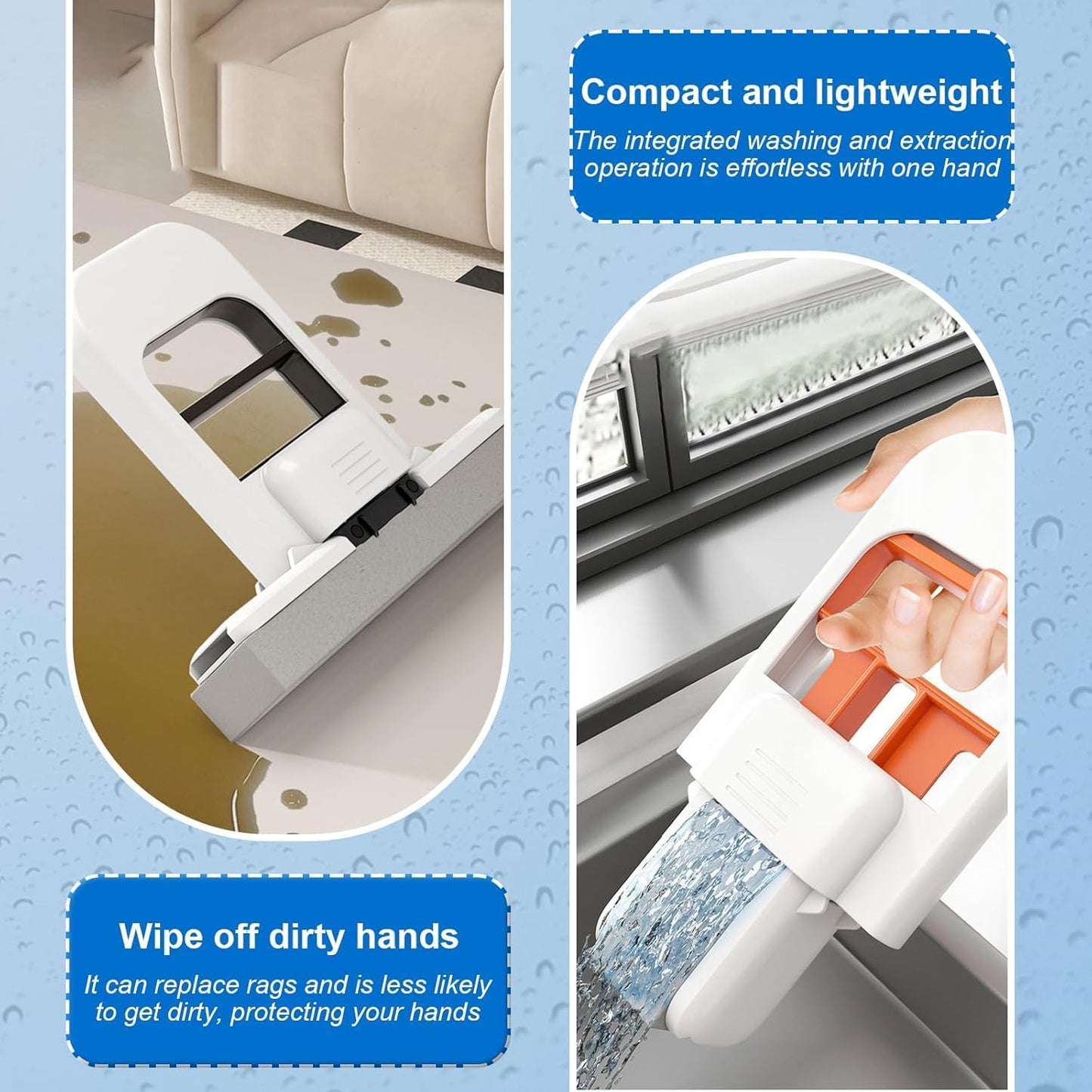 Foldable Water Absorbing Desktop Sponge Mop, Mini Compact Scrubber Pad Cleaner For Bathroom Kitchen Glass Living Room Car, Effortless Multi Scene Scratch-Free Cleaning