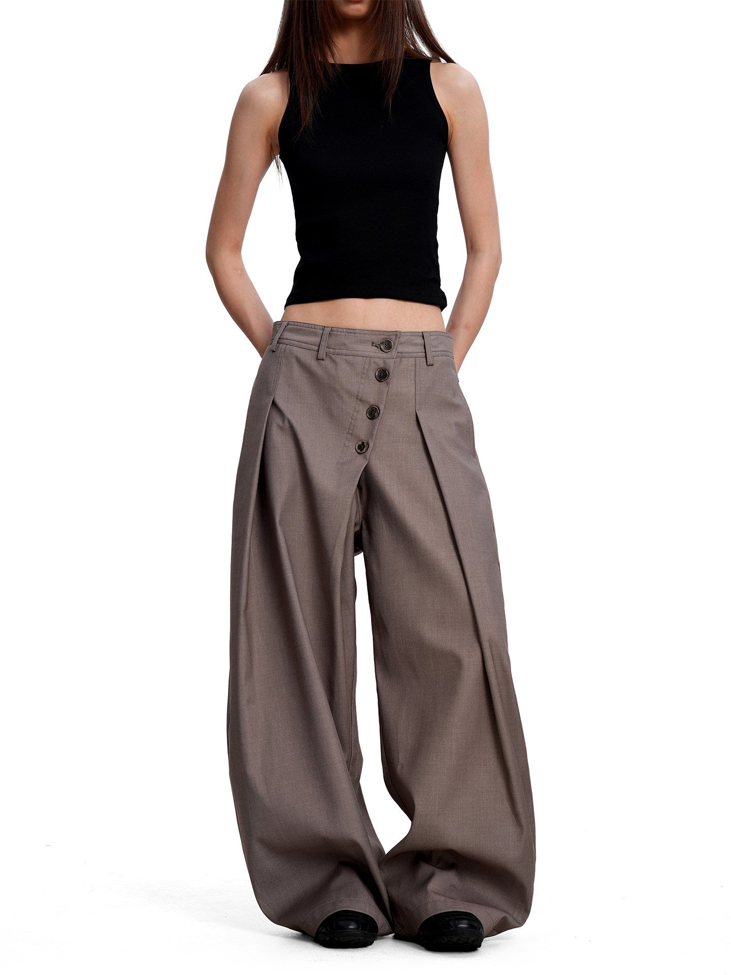 Scimitar Pants Summer New Arrival Vintage Double-breasted Casual Style