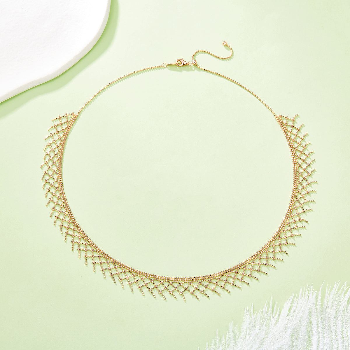 S925 Sterling Silver Mesh Tassel Necklace 45cm Adjustable 4.7g 10.5mm Wide Platinum Plated 3 Colors Gift Box