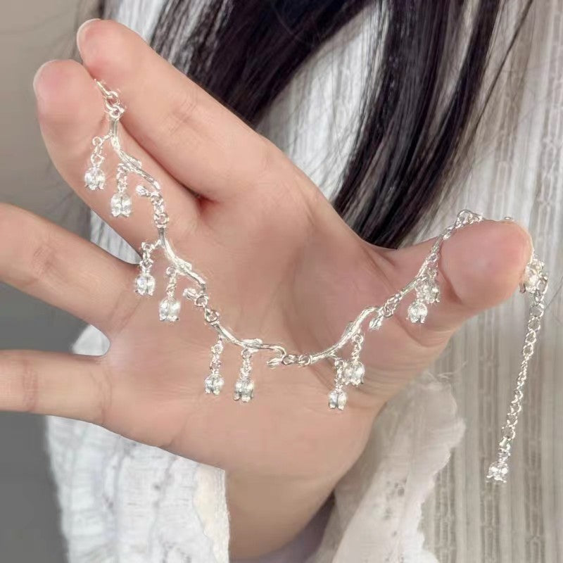 1pc 999 Sterling Silver Lily Of The Valley Charm Bracelet, Delicate Floral Style, Perfect For Daily Wear And Valentine's Gift