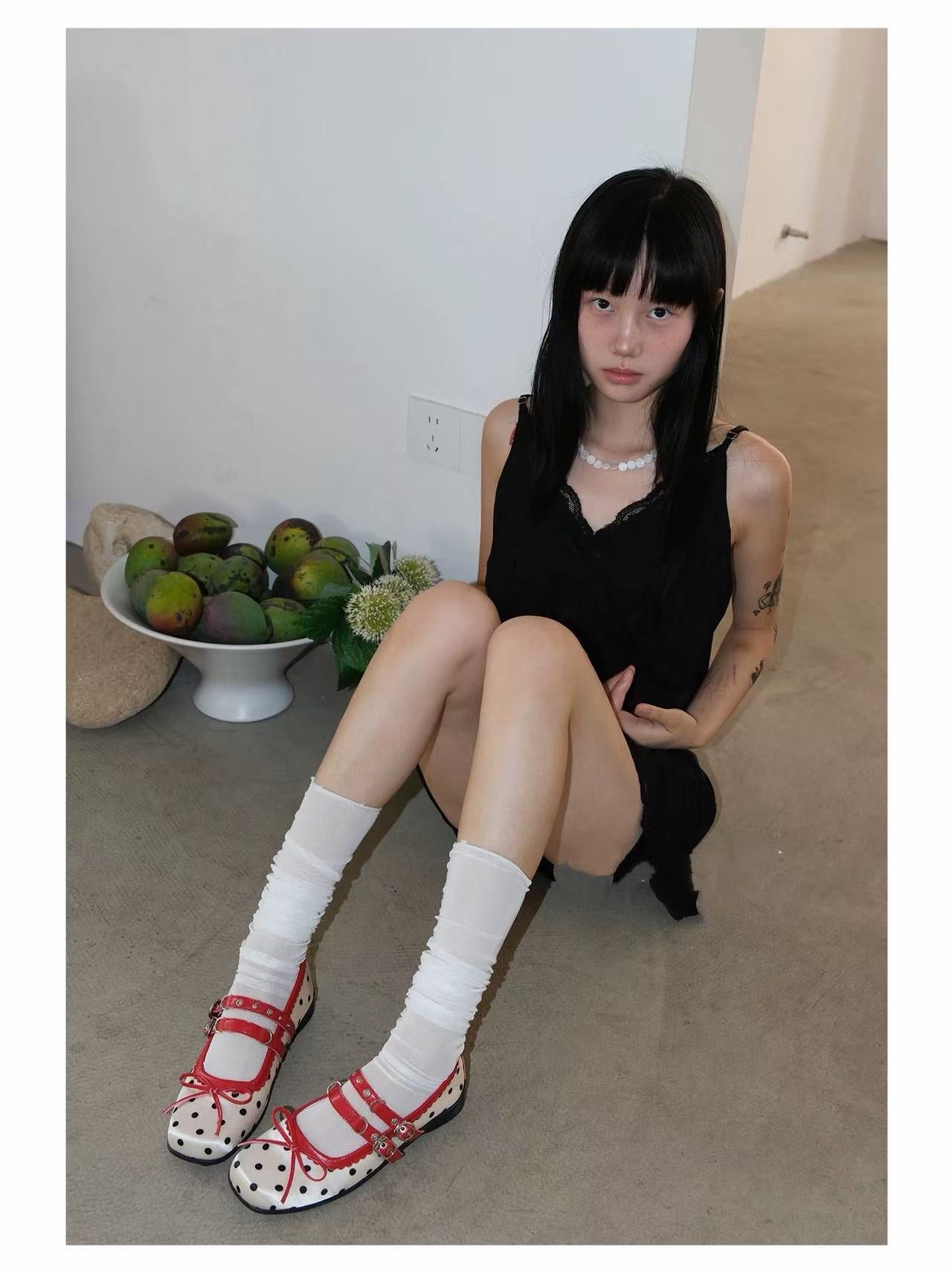 Women Vintage Polka Dot Bow Fashion Mary Janes, 2026 Spring Summer New, Elevated Casual Outdoor Shoes