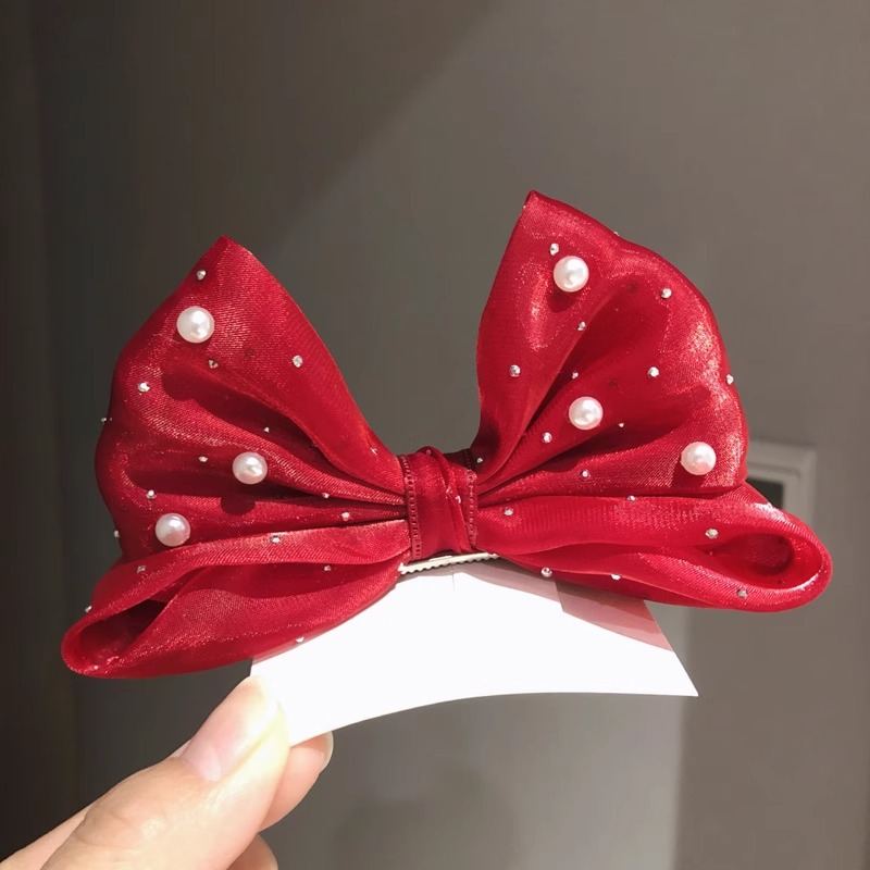 SpringSummer Kids Hair Clip With Three-Dimensional Pearl Big Bow