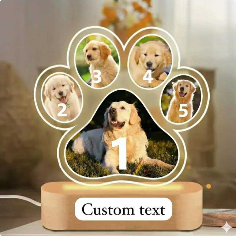 Bedroom Bedside Table Lamp With Pet Paw Printcustomizable Night Light