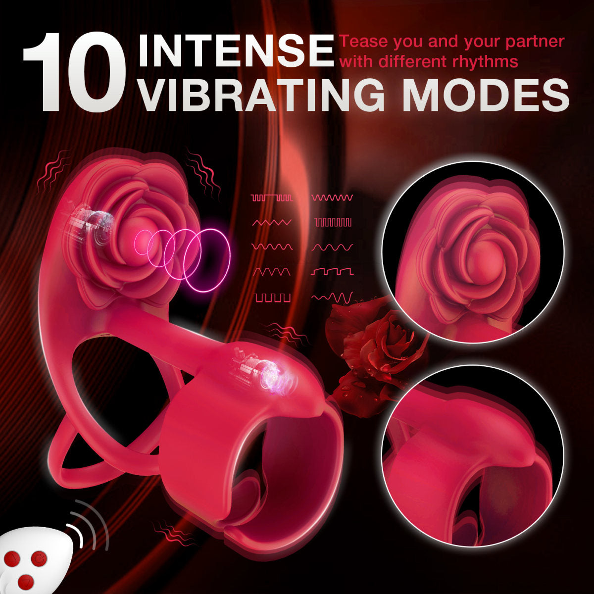 3 In 1 Rose Sperm Locking Ring Vibrator, Dual Motor Design And 10 Vibration Modes, Remote Control Penis Trainer, Adult Couple Sex Toys
