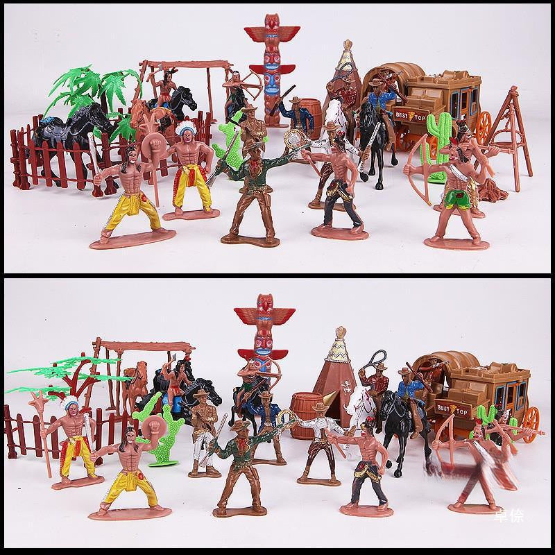 Western Cowboy Pulling A Carriage Learning Science And Education Display Scene Character Sand Tools