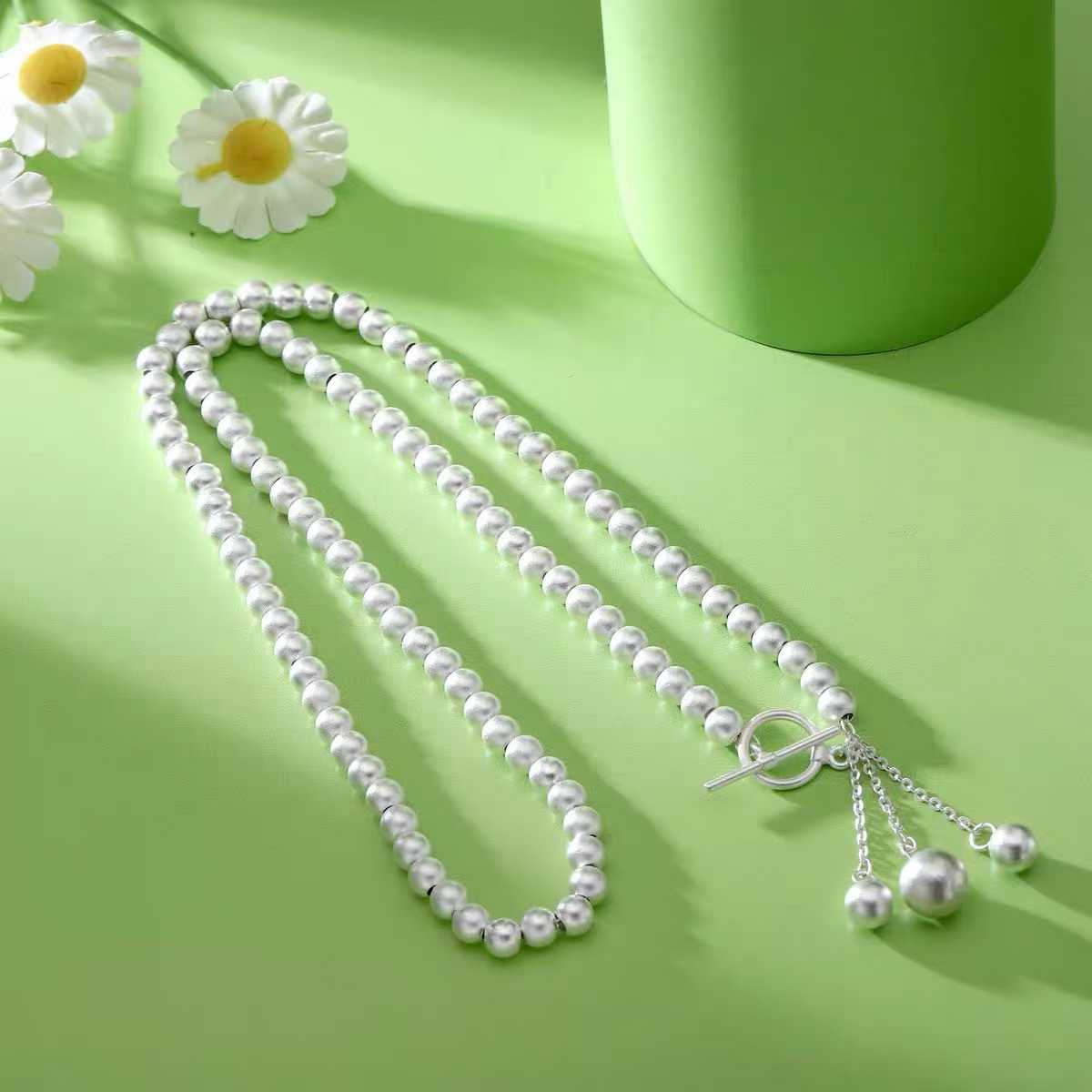 1pcs 925 Sterling Silver Beaded OT Clasp Tassel Necklace, Minimalist  Style, For Daily Casual Wear & Women Holiday Gifts
