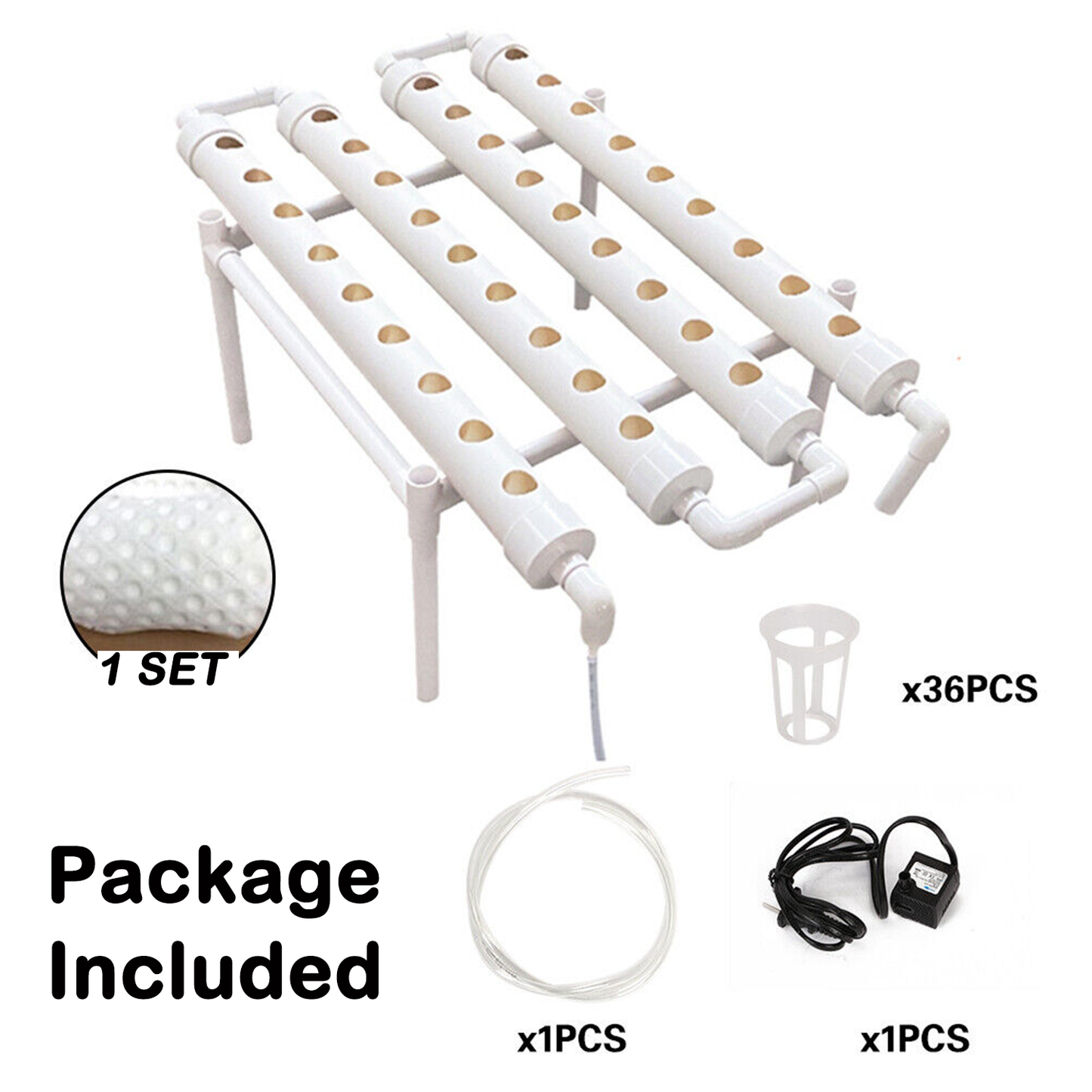 36 Sites Hydroponic Grow Tool Kits Vegetable Garden System Home Water Pump PVC