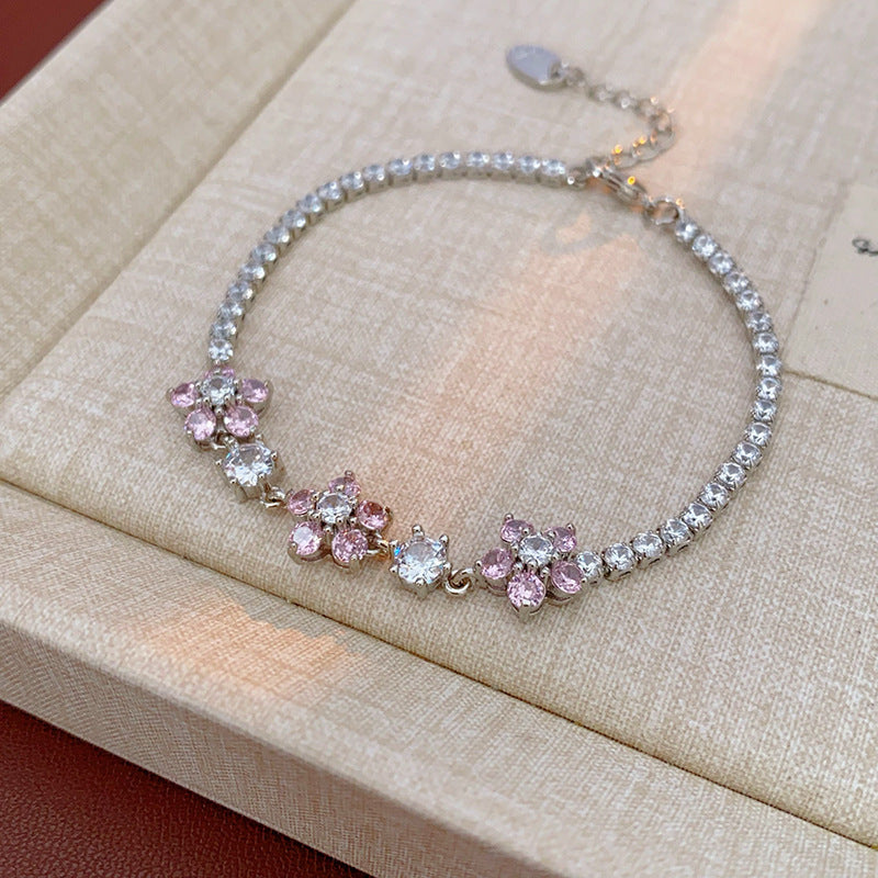 Round Circle Zirconia Adjustable Bracelet Retro Ins Exquisite Chic Bangle Luxury Fashion Hand Jewelry