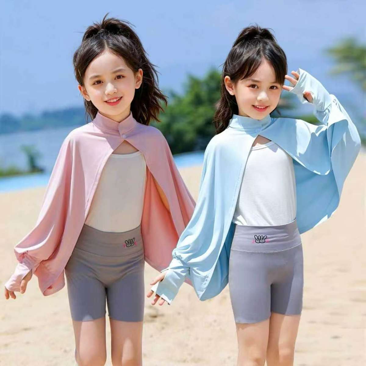 Kids Breathable Sun-Protection Shirt Shawl And Outdoor Sun-Blocking Cape