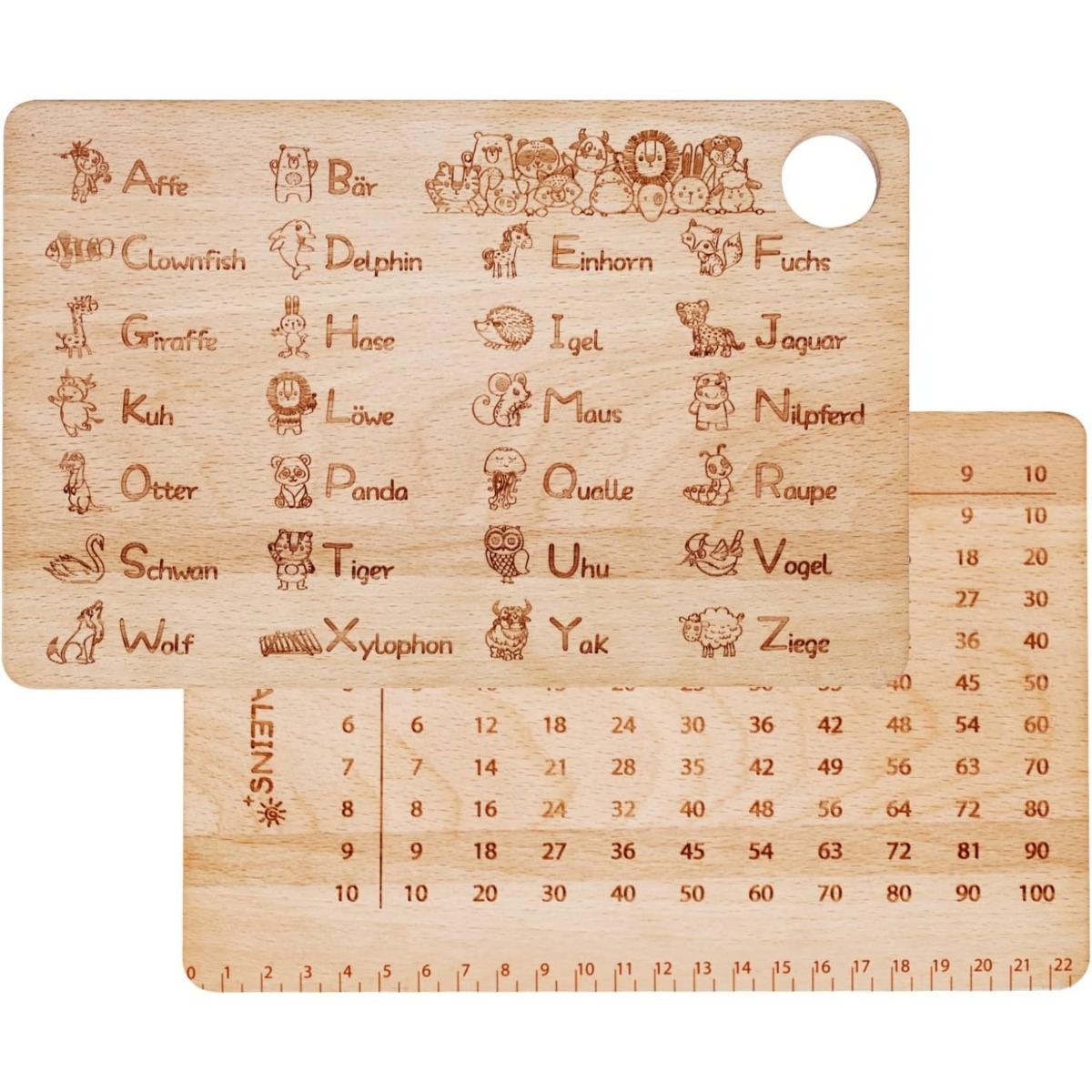 Breakfast Board: 1x1 Learning Board And ABC Wooden Breakfast Board, Double-Sided Breakfast Boards With Engraving, Gifts For Boys, Christmas, New Year's Eve, Birthday Party Packs