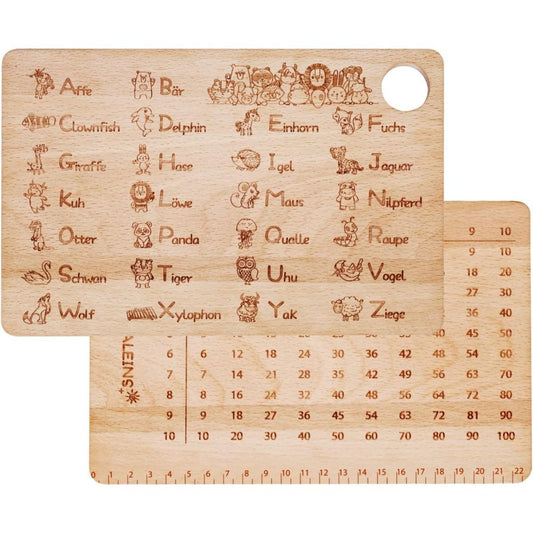 Breakfast Board: 1x1 Learning Board And ABC Wooden Breakfast Board, Double-Sided Breakfast Boards With Engraving, Gifts For Boys, Christmas, New Year's Eve, Birthday Party Packs
