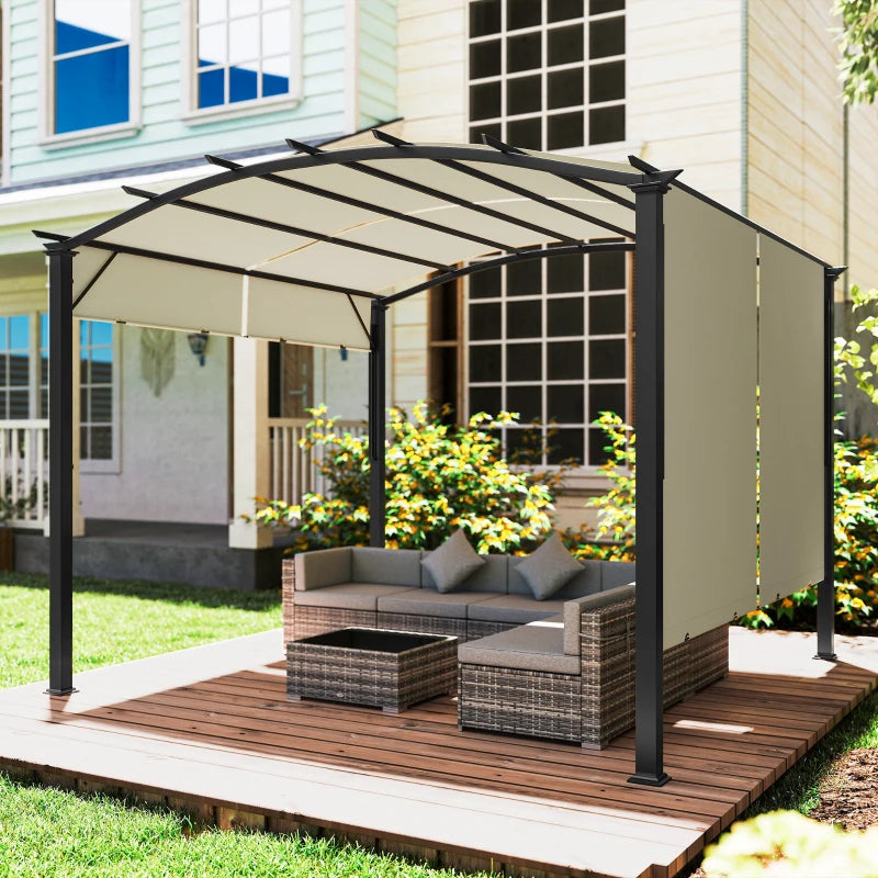 11' X 11' Outdoor Retractable Pergola Canopy For Backyard, BeigeMultiple Packages