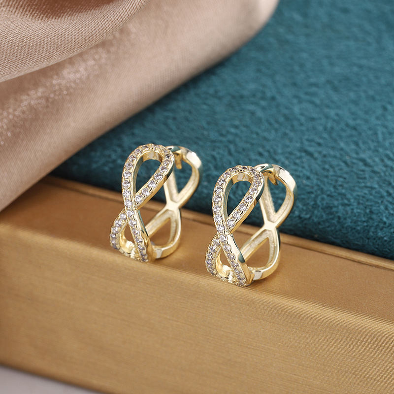 Women's Korean-style Gold-plated Simple Earrings Micro Inlaid Zircon