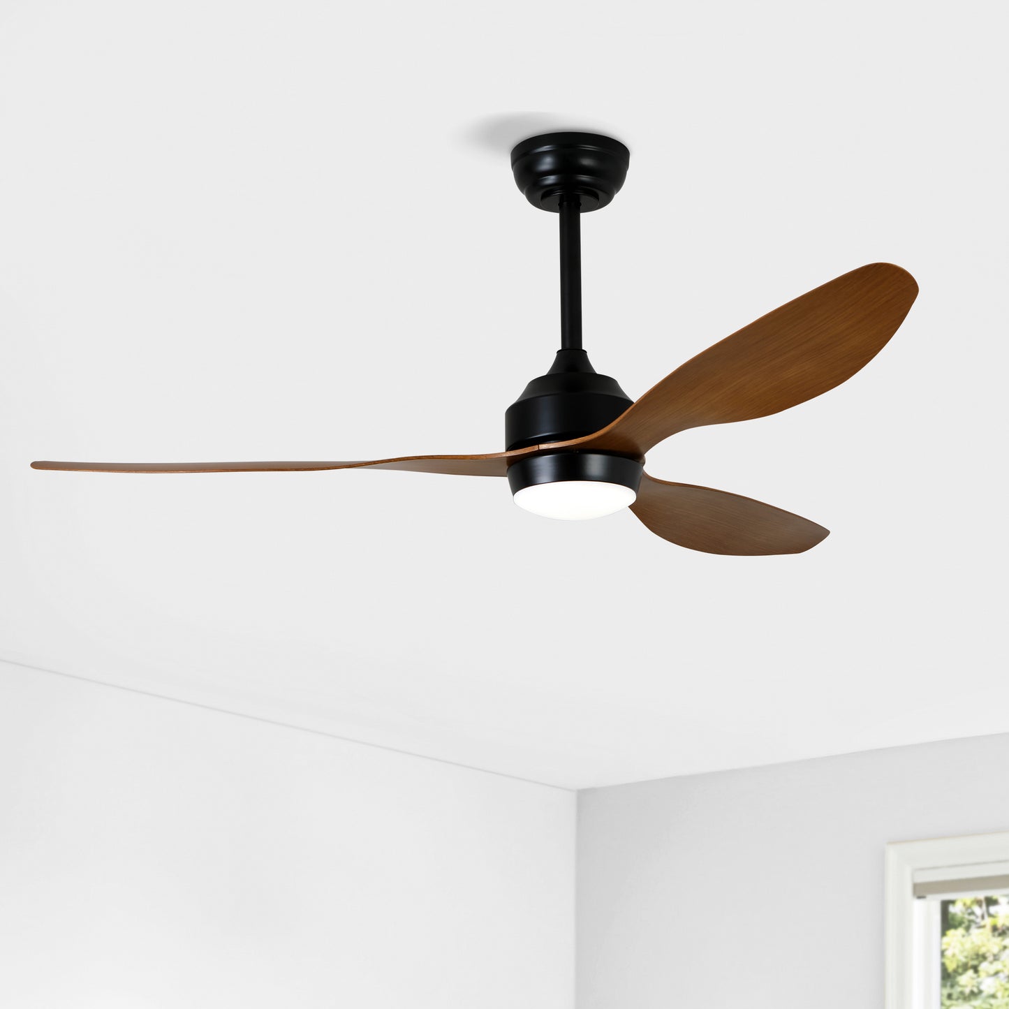 52  Ceiling Fan With Lights Quiet DC Motor 3 ABS Blade Ceiling Fans 6 Speed Levels,Reversible Ceiling Fan, For Patio Living Room, Bedroom, Office,Indoor.  Matte Black   Wood Gain