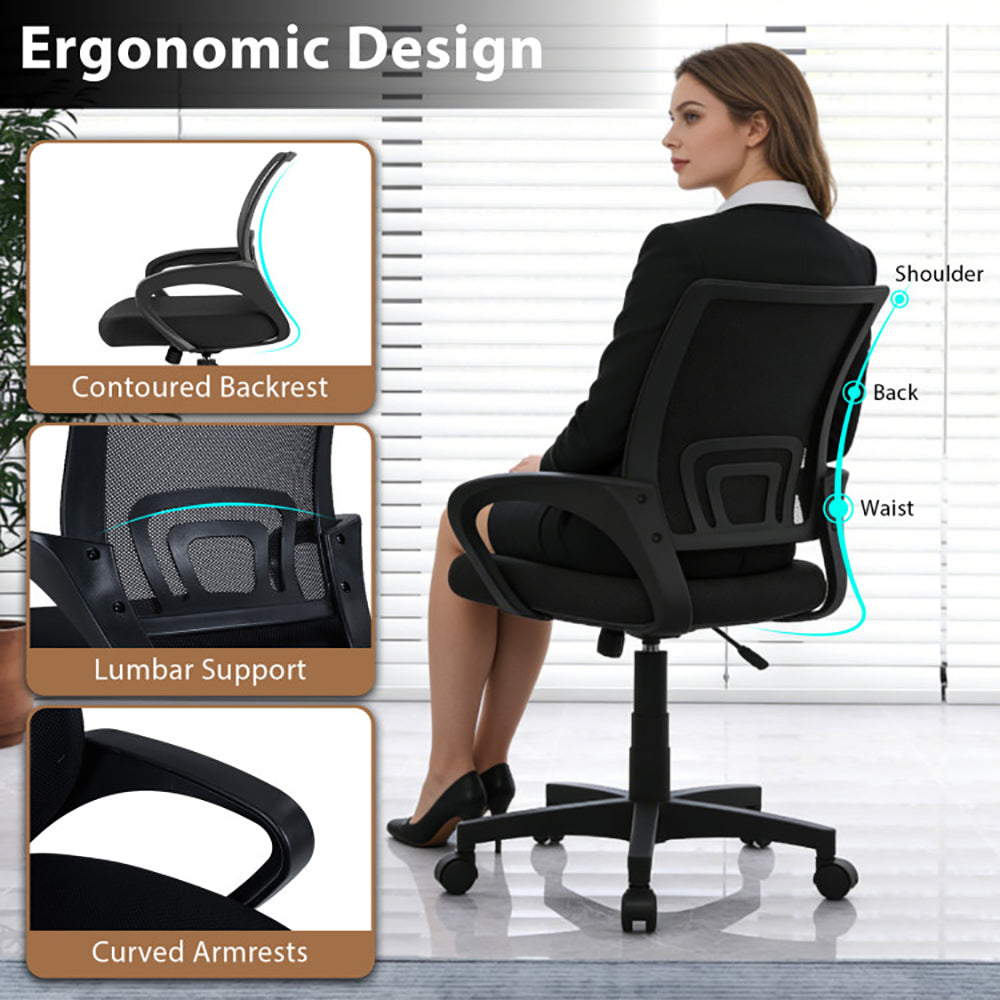 Mid-Back Mesh Office Chair Ergonomic Computer Chair With Lumbar Support With Adjustable,for Office, Home, Gaming And Study