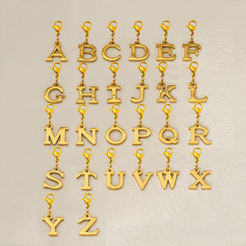 Titanium Steel Bracelet And Necklace Accessories Featuring 26 Alphabet Letters