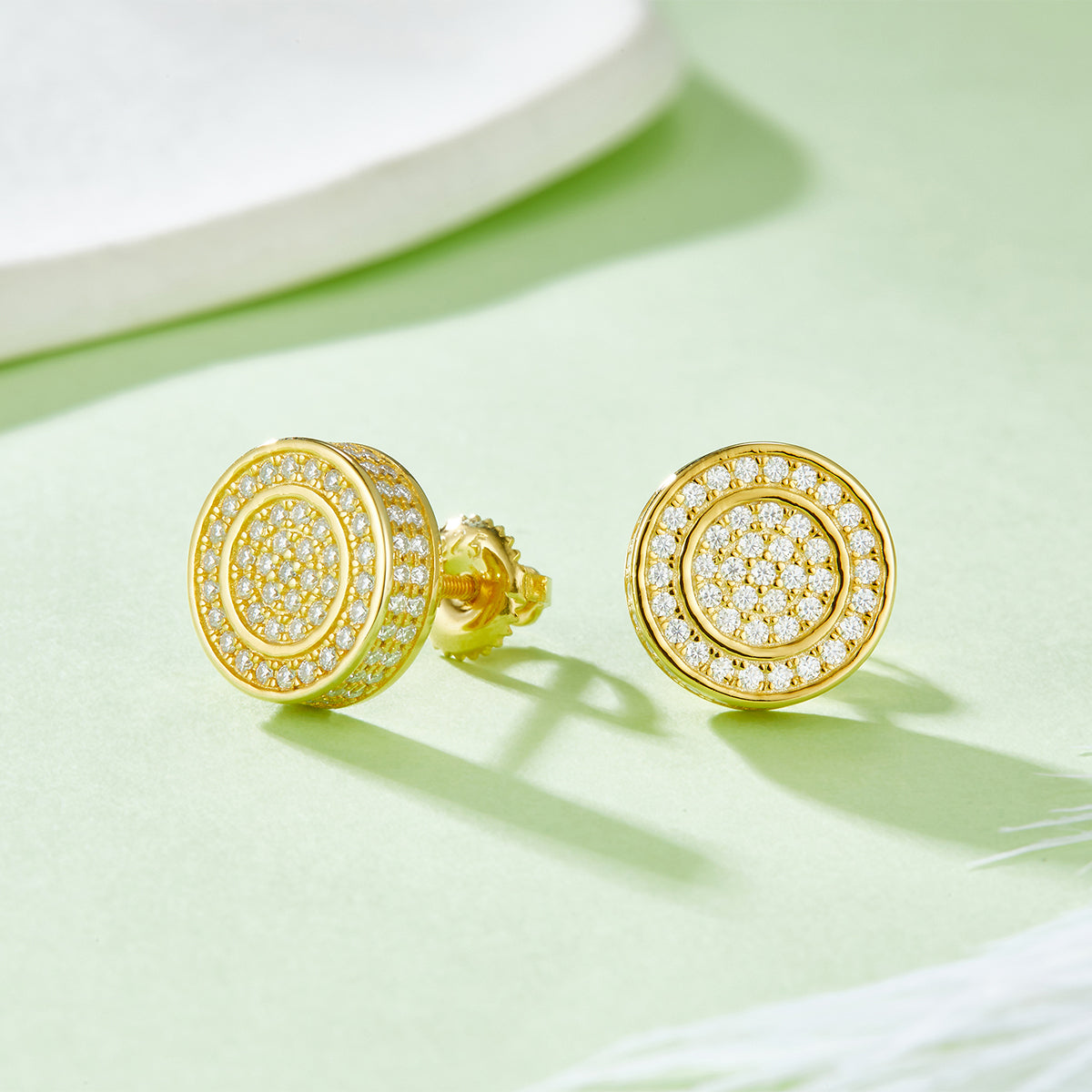 S925 Sterling Silver 190pcs D Color VVS1 Moissanite Double Halo Stud Earrings 10.8mm Screw Back Hypoallergenic GRA Certified Gift Box