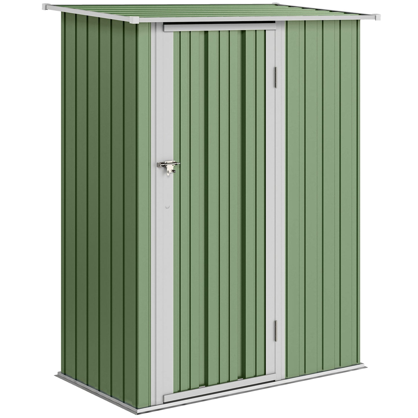 5ft X 3ft Garden Storage Shed, Outdoor Metal Shed With Sloped Roof, Lockable Door For Tools, Equipment, Light Green