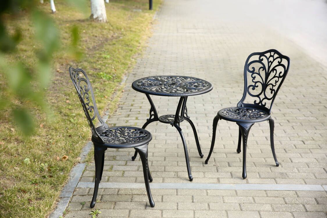 Best Choice Products 3-Piece Outdoor Rust-Resistant Cast Aluminum Patio Bistro Set Black