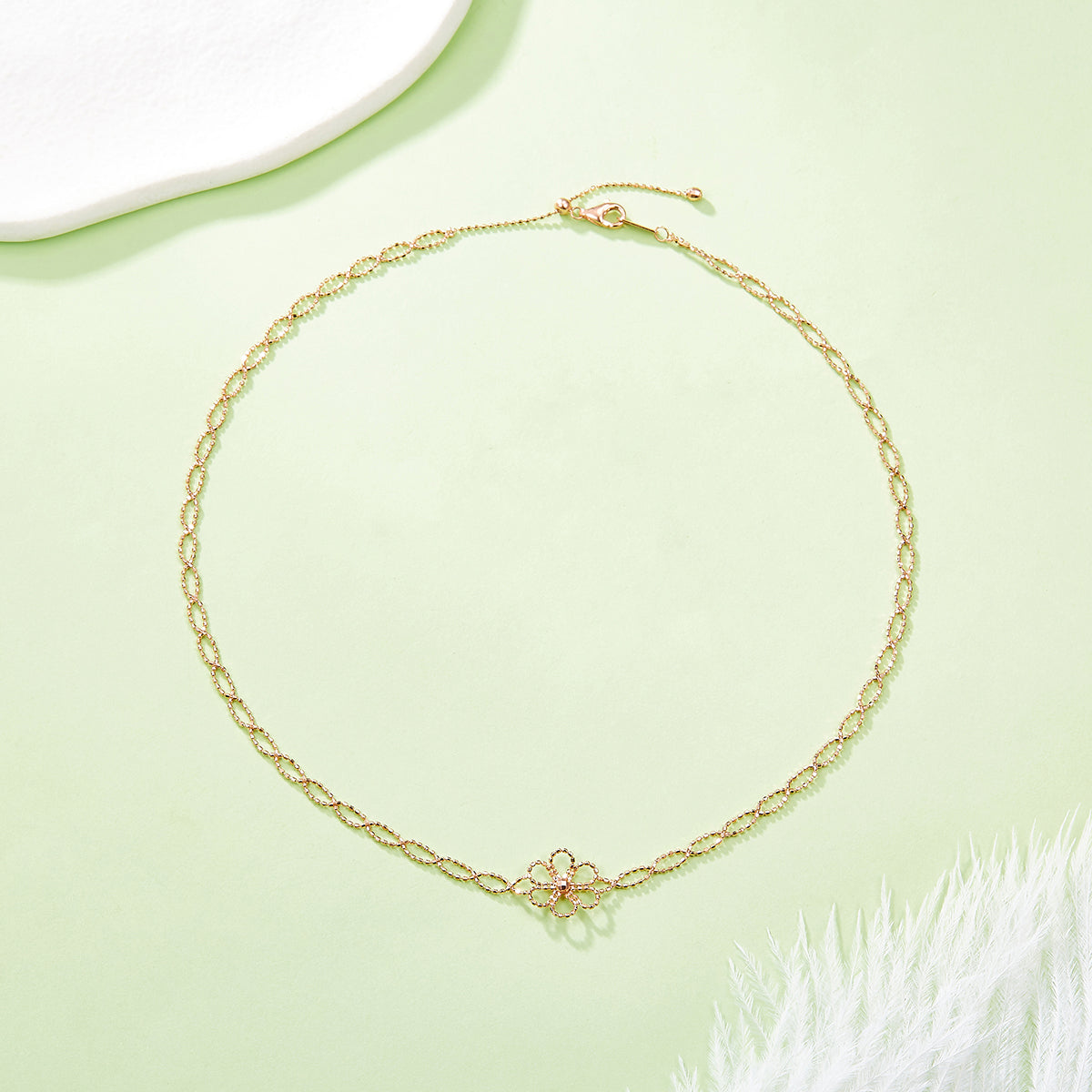 S925 Sterling Silver Hollow Flower Necklace For Women, 2.6g Lightweight, 42cm Adjustable, 13mm Wide, 3 Colors  Silver Gold Rose Gold, Platinum Plated, Gift Box
