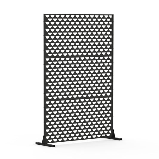 Metal Privacy Screens And Panels With Free Standing, Freestanding Outdoor Indoor Privacy Screen, Decorative Privacy Screen For Balcony Patio Garden, Semi-Circular Shape