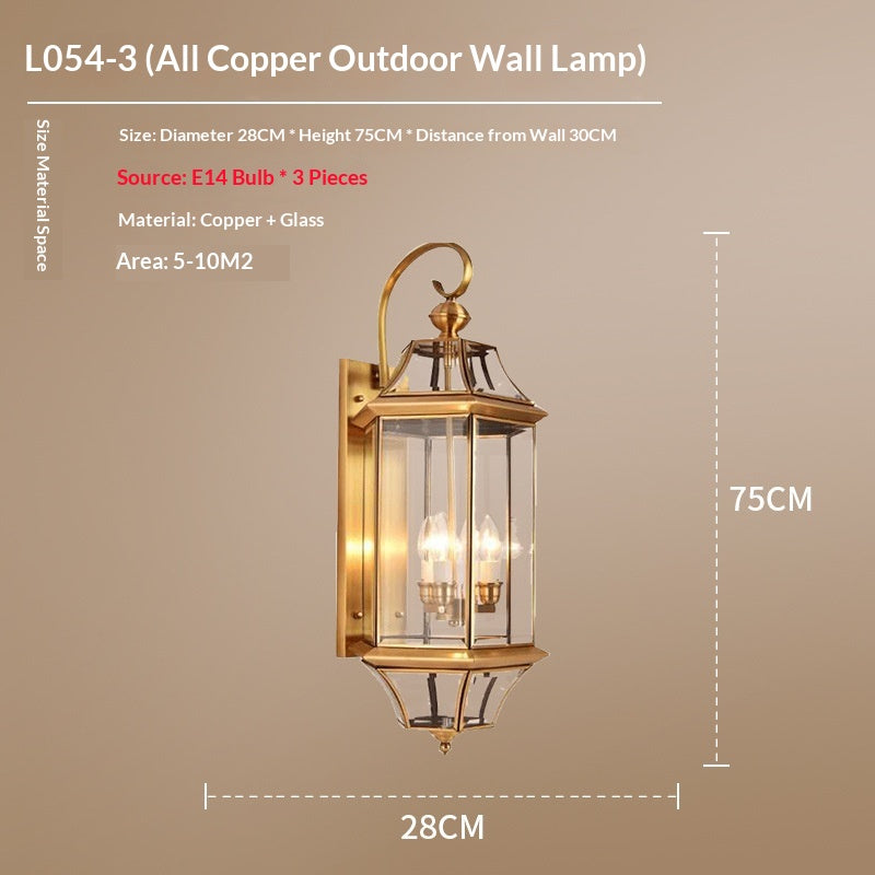 Nordic-style Fashionable All-copper Wall Lamp Outdoor Waterproof Wall Light