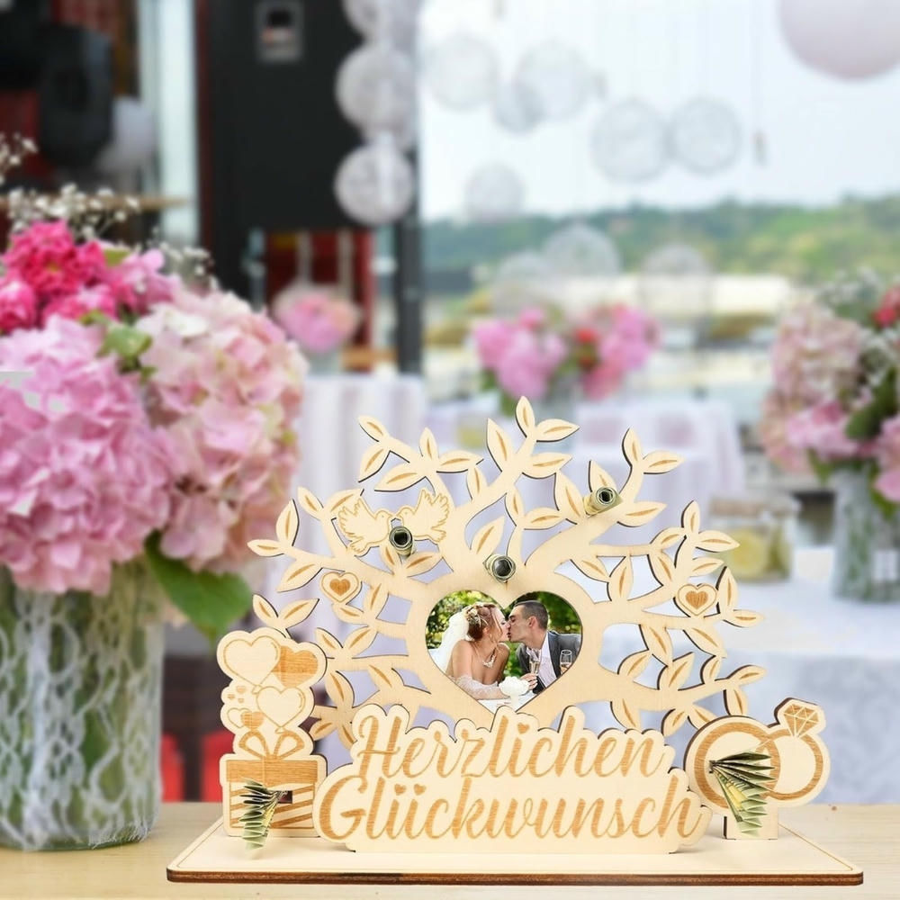 Wooden Wedding Ornaments, Rustic Wooden Decor With Bride And Groom Motif For The Wedding Reception Table, Wooden Table Decor For The Civil Ceremony And Festive Celebration—Party Supplies Set