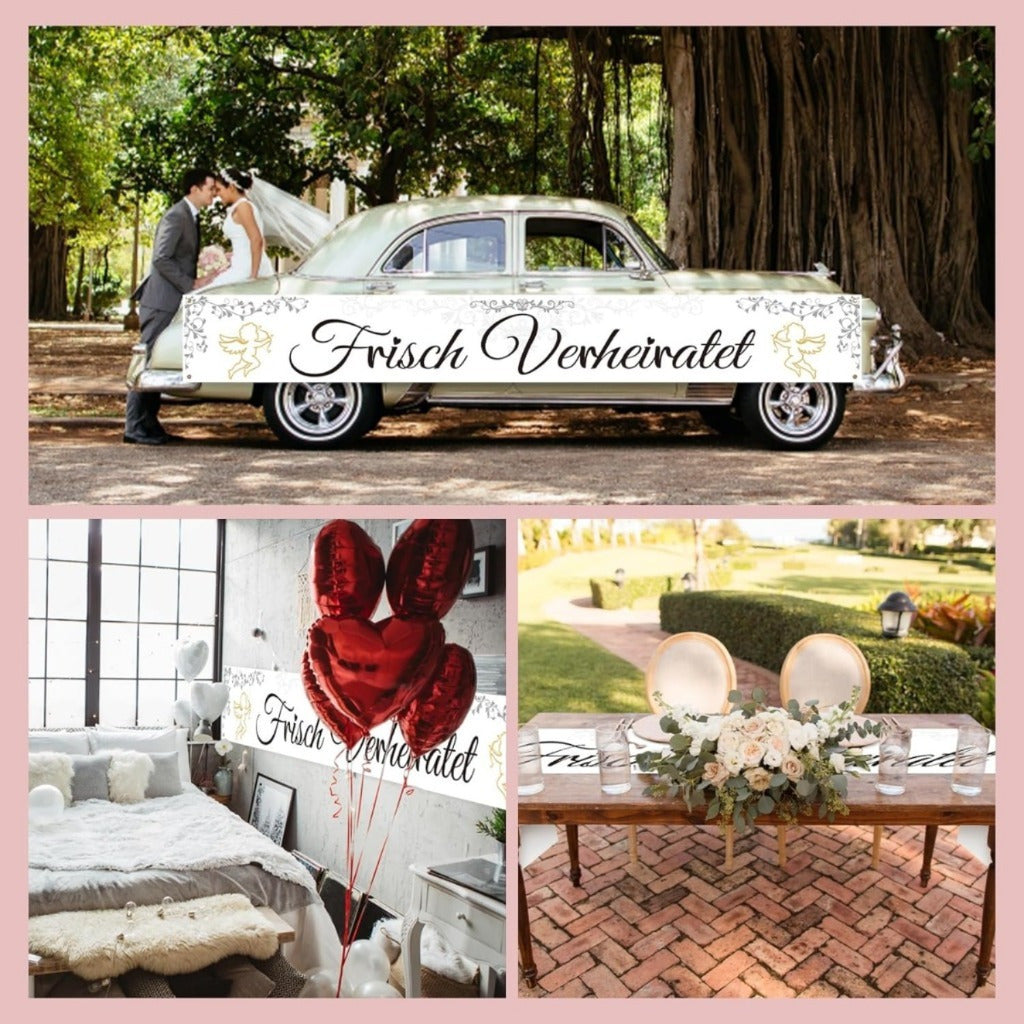 Wedding Decor Fabric Banner, Festive Fabric Banner With Wedding Greeting, Decorative Table Decoration For Civil Ceremonies, Celebrations, And Banquets—Party Accessories Set