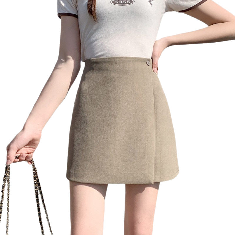 New High-waisted Irregular Midi Skirt For Women