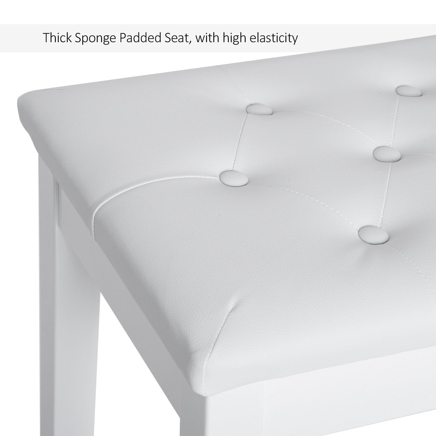 PU Leather Upholstered Piano Stool Makeup Stool Bench Dressing Table Seat With Storage 76x36x50cm, White