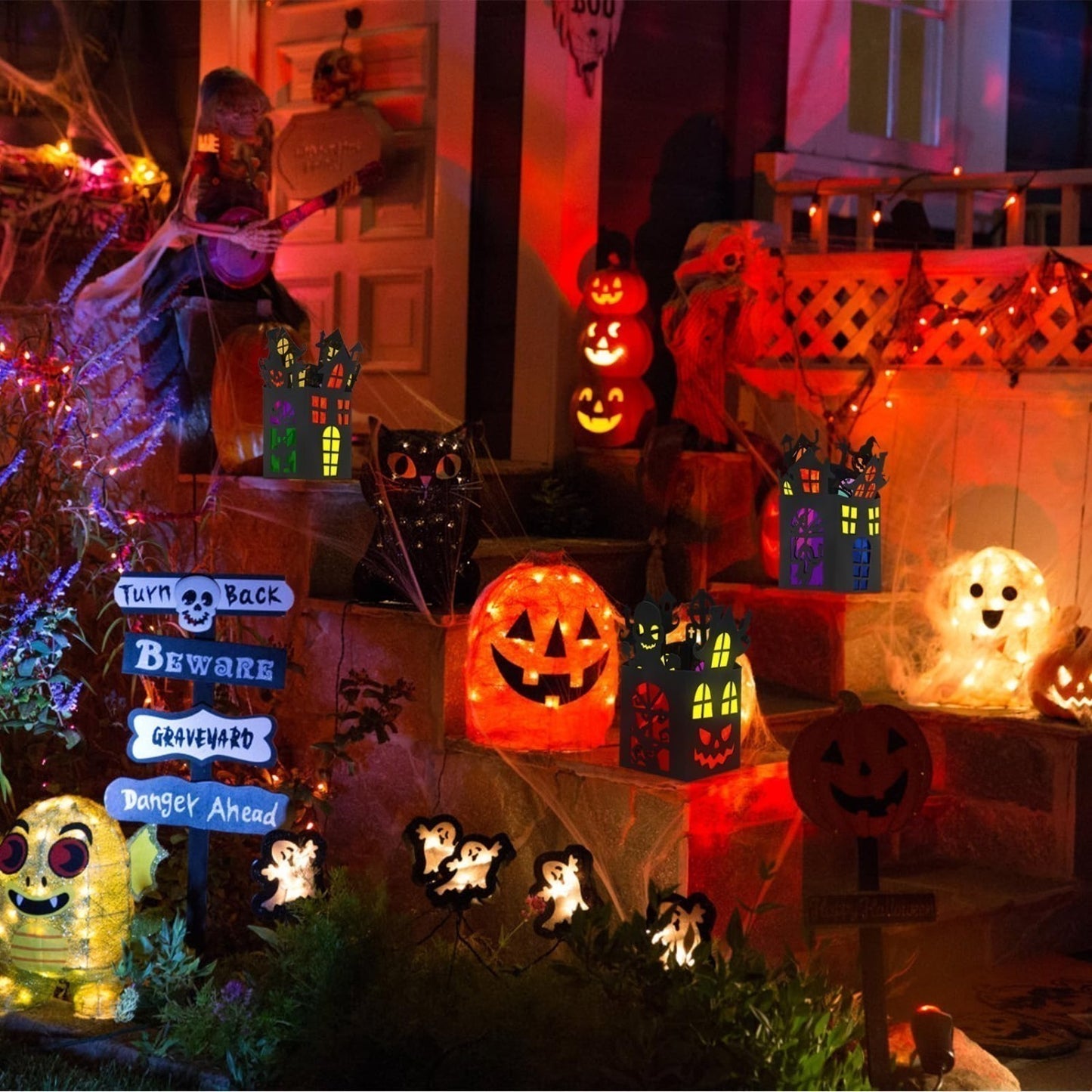 12-Piece Halloween Haunted House Craft Set: Ghost House Paper Craft Set, DIY Halloween Lanterns, Haunted House Paper Lanterns, Creative Set, Halloween Gift