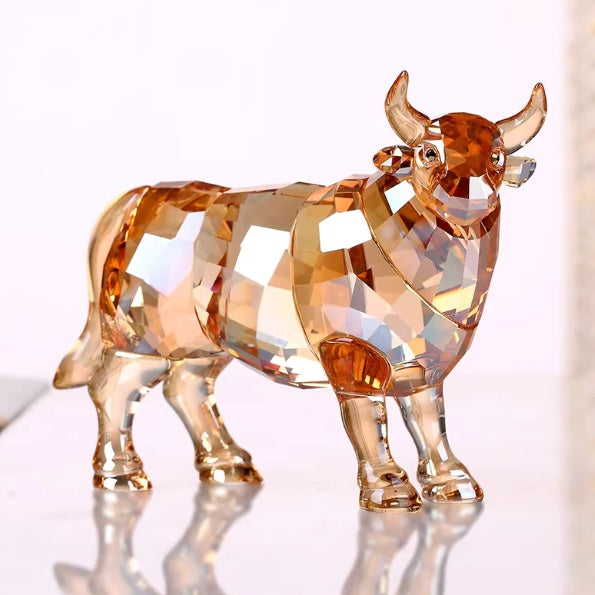 Crystal Ornament Lucky Mascot Wangcai Ox Gift Craft Decoration Piece