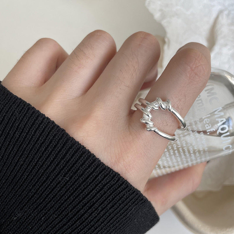 Ladies Retro Korean 925 Sterling Silver Plain Stackable Ring