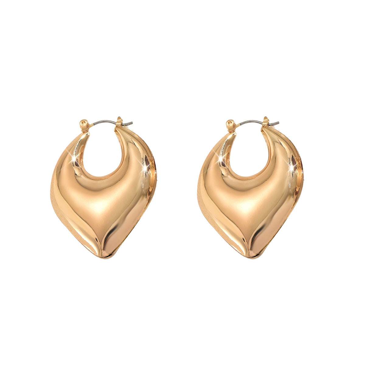 Cross-border European American Women Huggie Earrings, Niche Premium Geometric Heart U-Shape Hollow Design, Versatile Fashion Daily Ear Jewelry