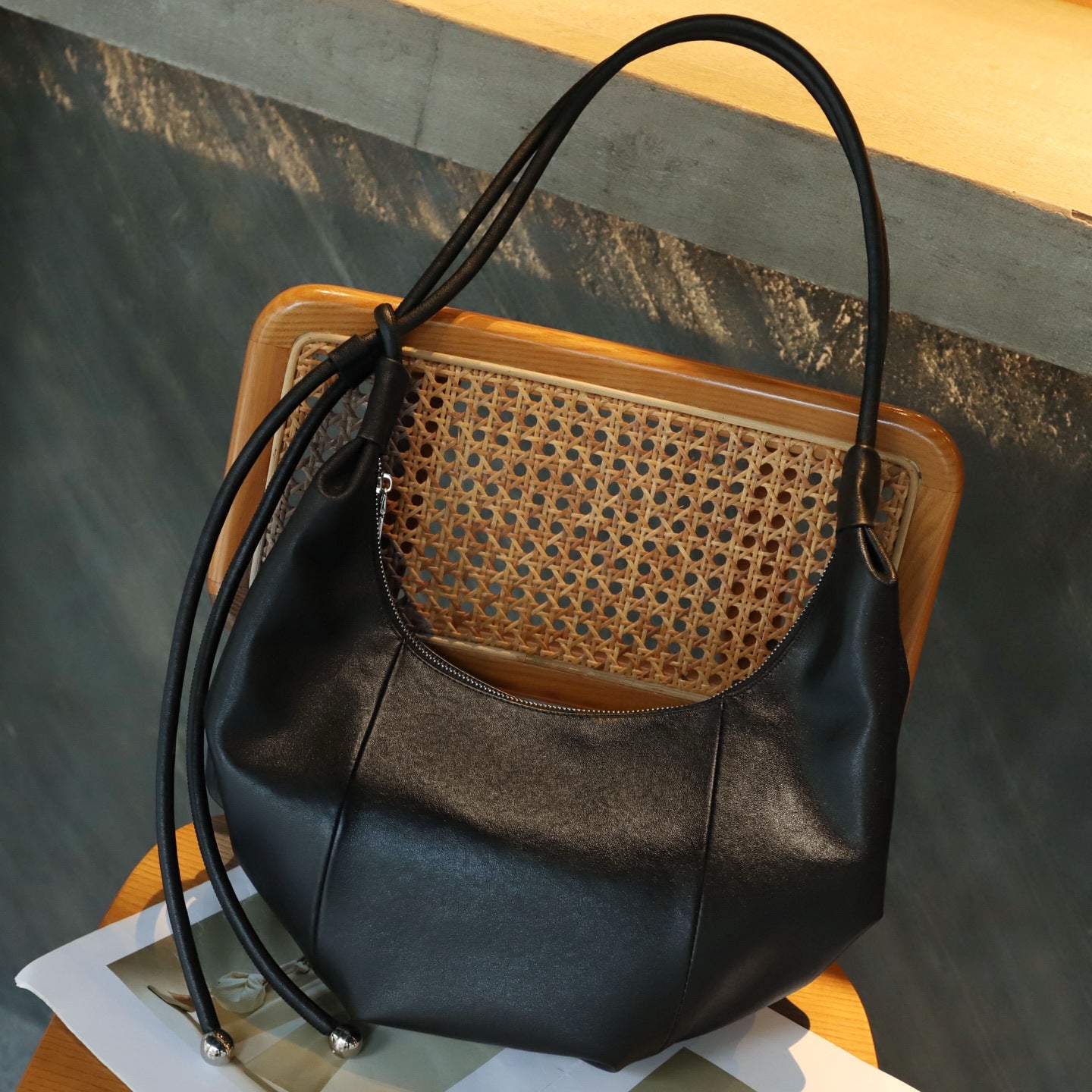 Top-grain Cowhide Leather Croissant Bag, New Autumn And Winter Retro Fashion Shoulder And Crossbody Genuine Leather Bag, High-look Dumpling Bag
