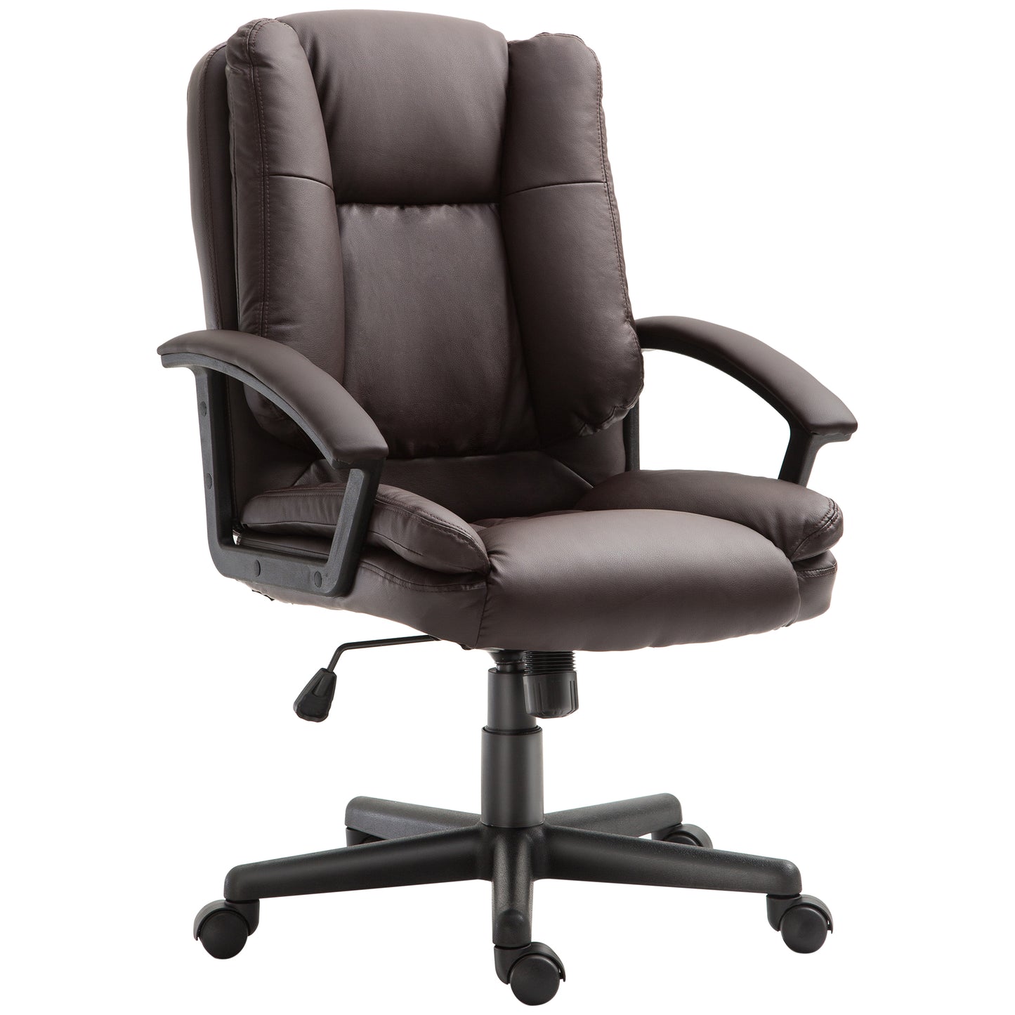 Office Chair, Computer Desk Chair, PU Leather Mid Back Executive Chair With Adjustable Height And Swivel Rolling Wheels For Home Study, Brown