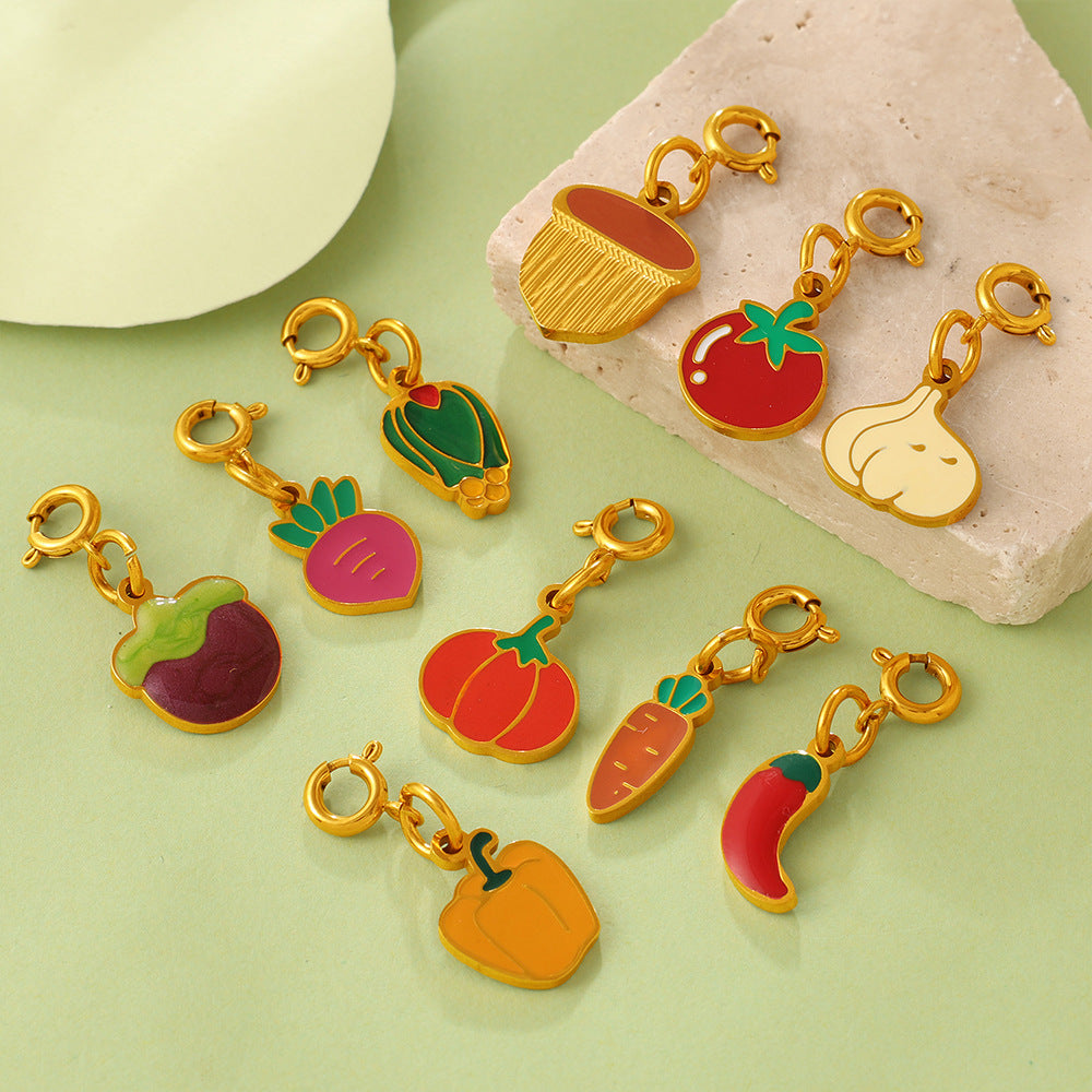 Country-style Cute Vegetable Series Jewelry Clasp Pendant Stainless Steel DIY Bracelet And Necklace Accessories