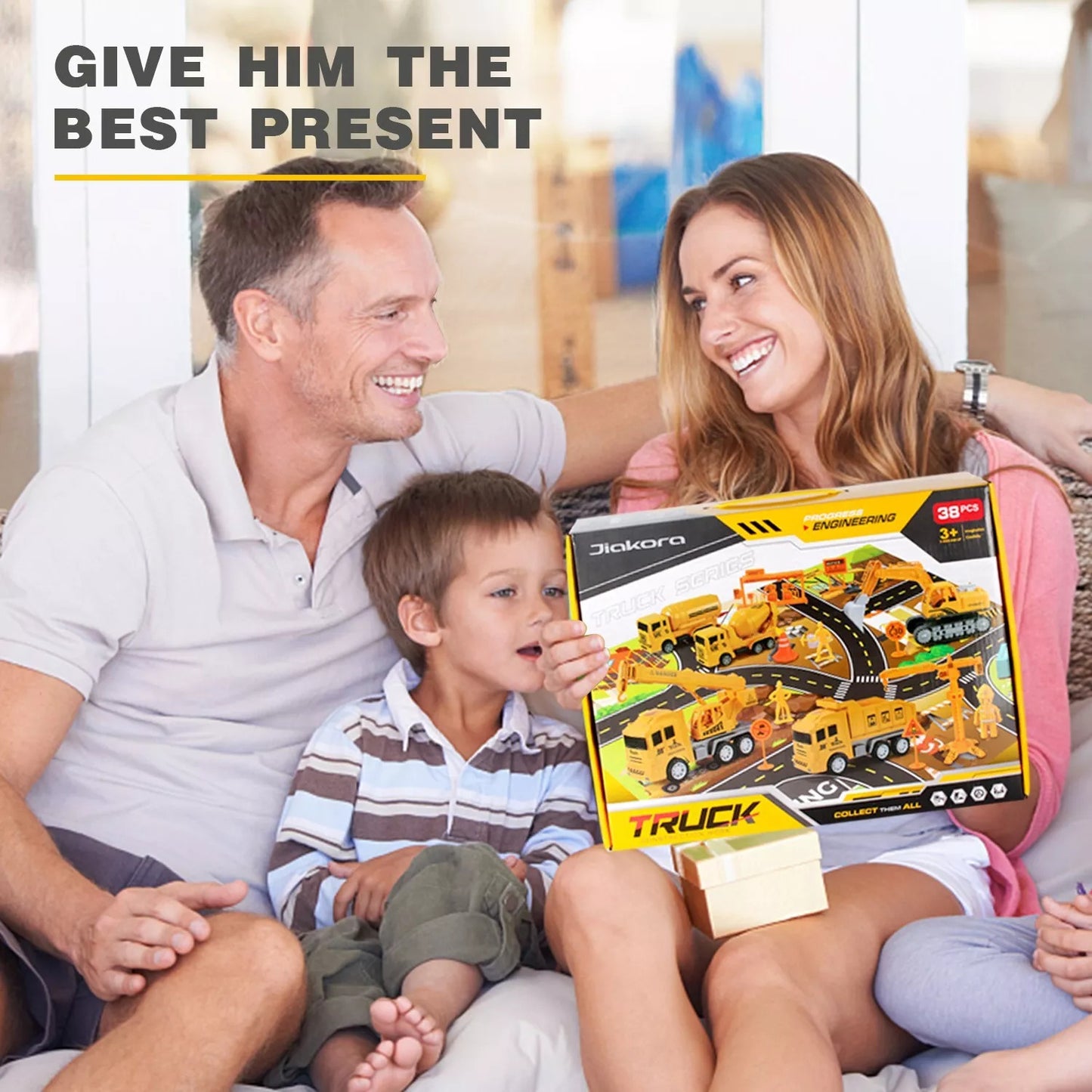 Jiakora  Construction Vehicles Toys Set With 32 27 Inches Play Mat,Toy Gift Kid