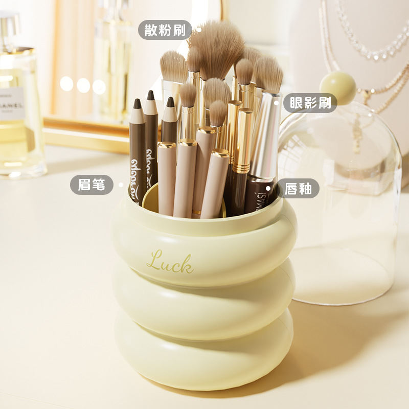 Dustproof Rotating Makeup Brush Holder With Lid