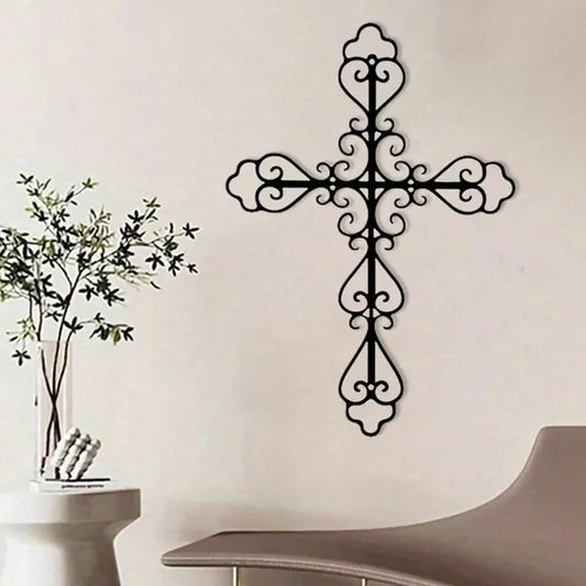 CIFbuy Metal Baked Paint Hollowed Cross Wall Art Christian Religious Home Decor - TikTok, Temu Pickup