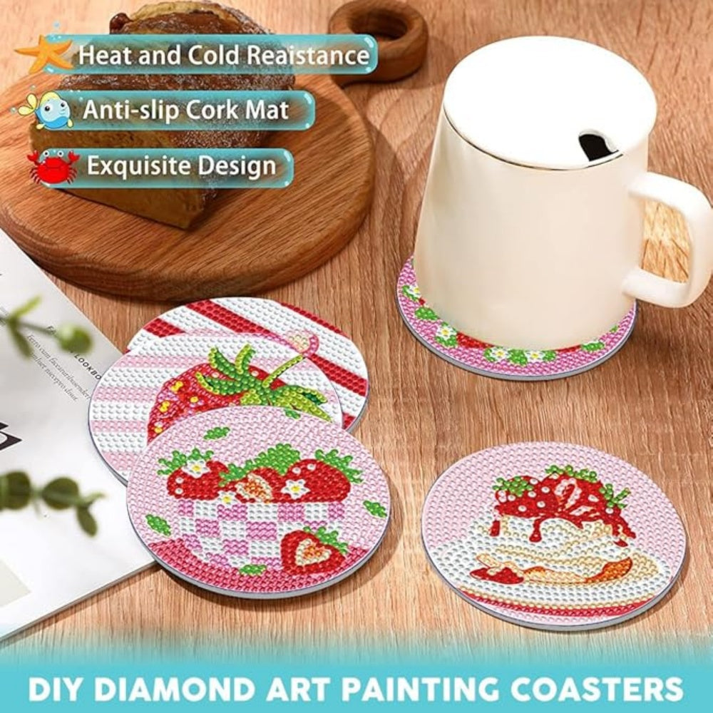 Diamond Art Drawing Coaster With Bracket, DIY Valentine's Day Pattern Diamond Art Coaster, Suitable For Adults And Beginners Diamond Drawing Kit, Diamond Kit Craft Supplies, Exquisite Gifts For Friend