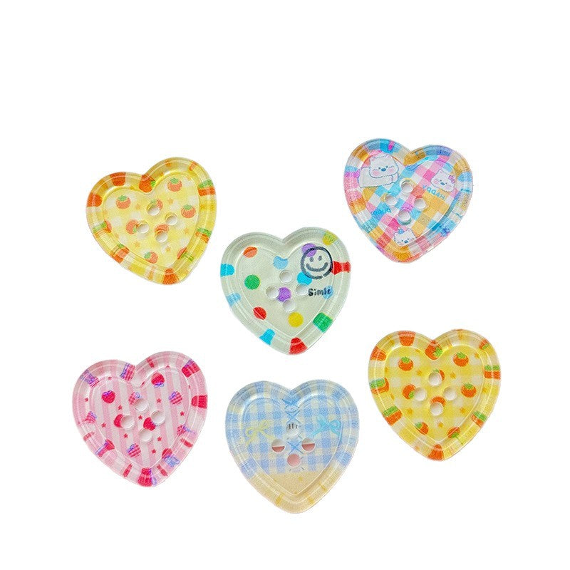 Four-hole Heart Button DIY Accessories