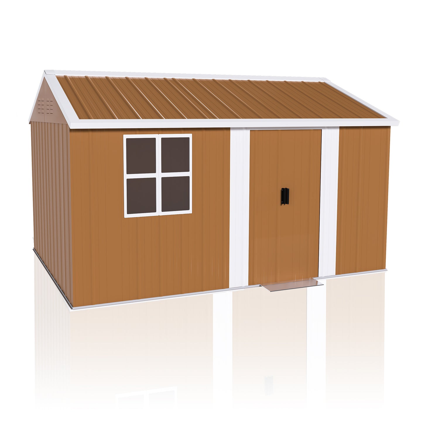 12x8 FT Heavy-Duty Metal Storage Shed With Windows, Lockable Door & Ventilation - Weatherproof Outdoor Garden Shed For Backyard, Lawn, And Tool Organization,without Floor