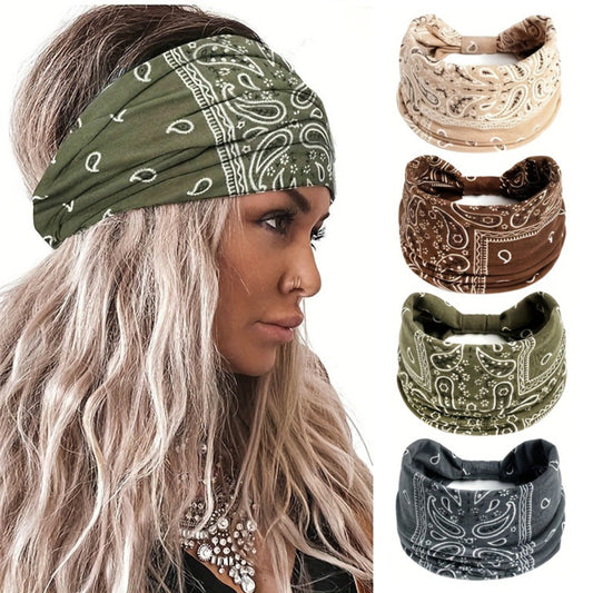 Yoga Sweat-Absorbing Hair Band Printed Stretchy Sports Headband