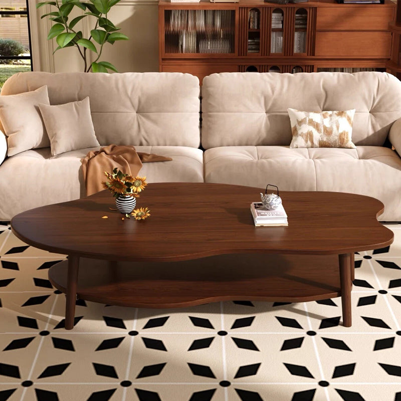 2 Layer Coffee Table Tea Table Cloud Modern Living Room Desk W  Storage Shelf UK