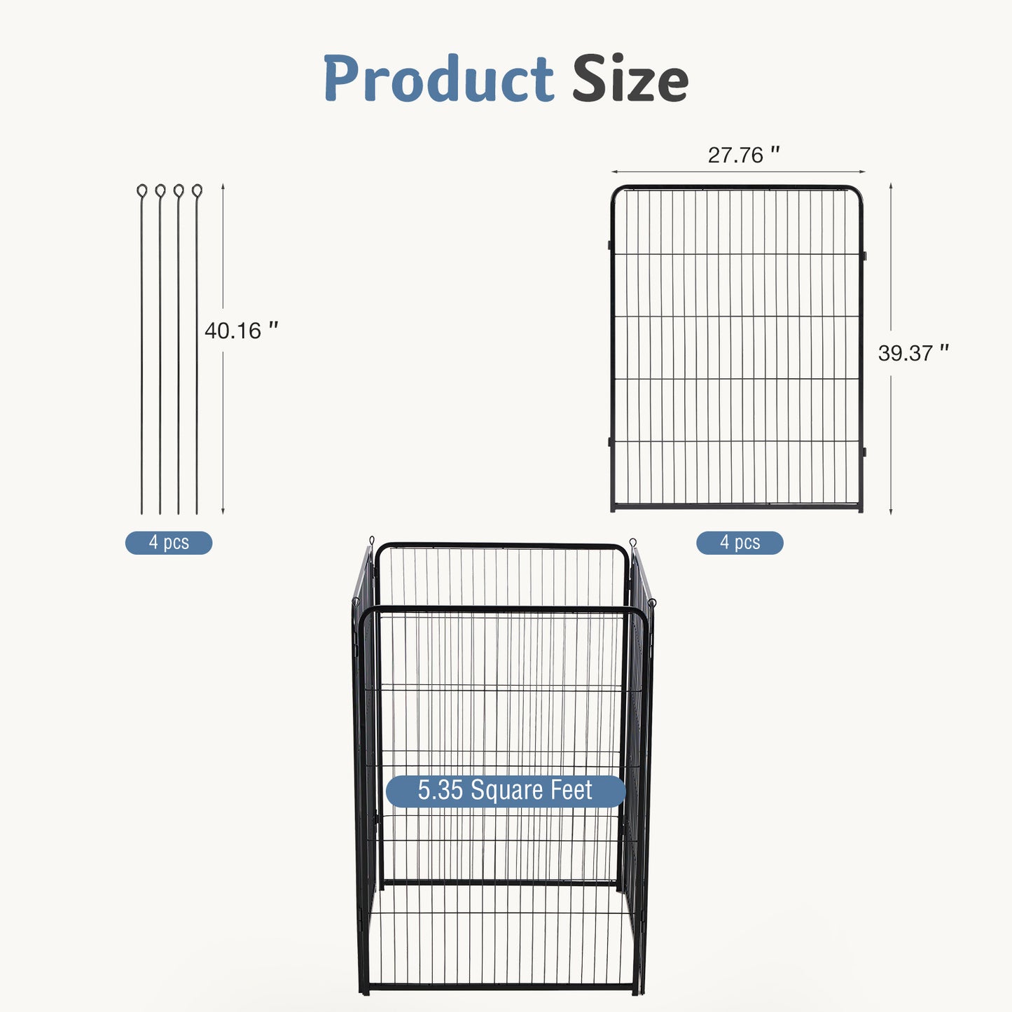 Metal Material, Foldable Pet Fence With A Door, Suitable For Small, Medium And Large-sized Dogs Outdoors