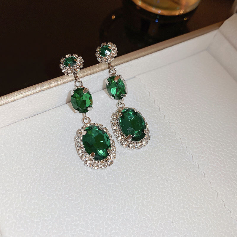 Vintage Crystal Pendant Earrings For Women Geometric Retro Studs Rhinestone Premium Gift