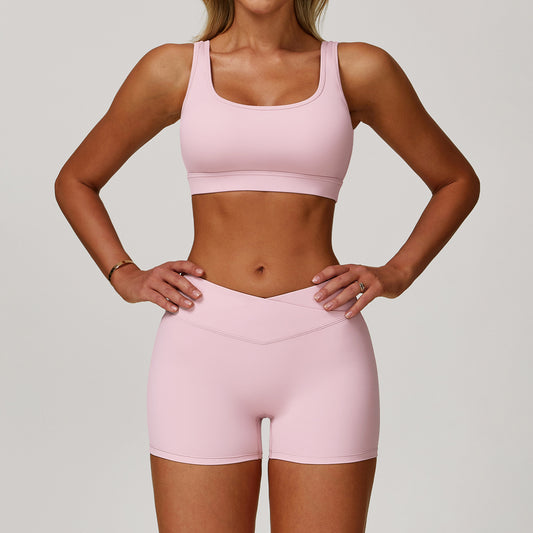 Women's Solid Color Casual Yoga Beauty Back Exercise Suit